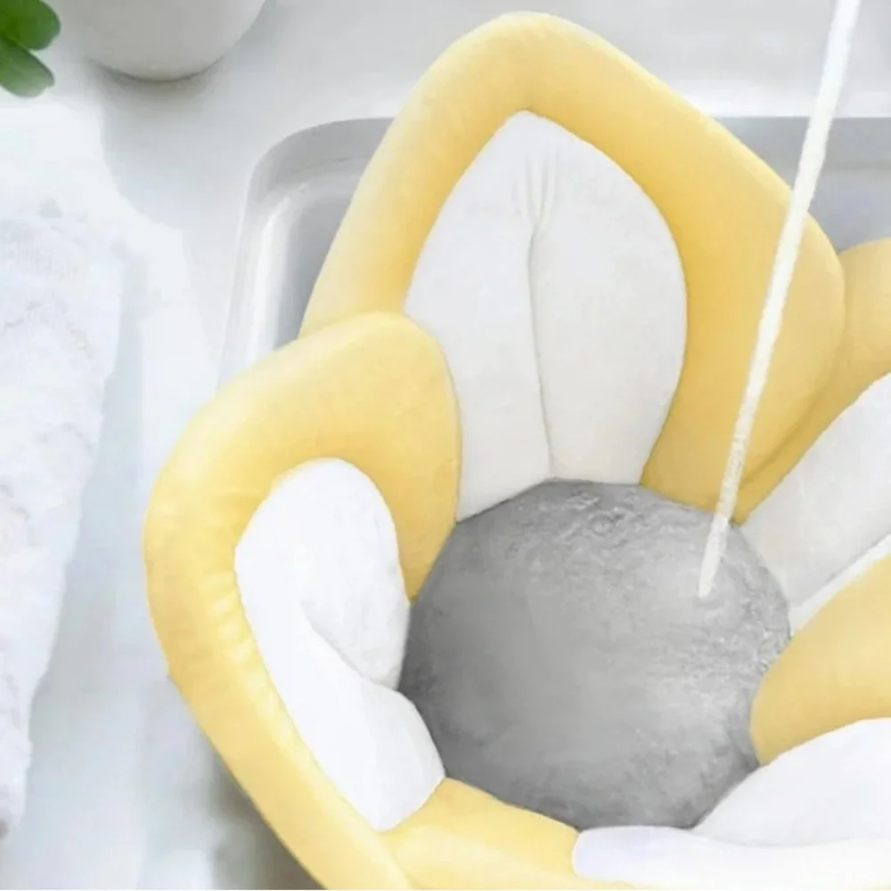 🌻BLOOMING BABY ~ Baby Bath Pad / Baby Bath Seat ~ Yellow Cream Flower Bath Mat
